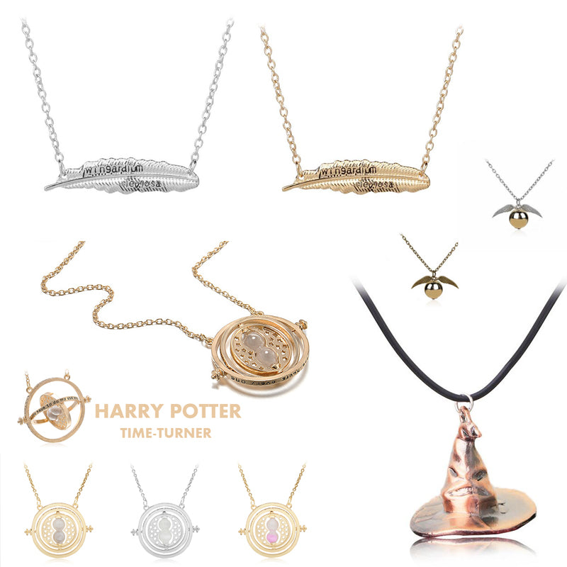 Harri Potter Time Turner Hourglass Necklace Toys For Kid Hermione Granger Magic Red Stone Golden Snitch Harri Potter Necklace