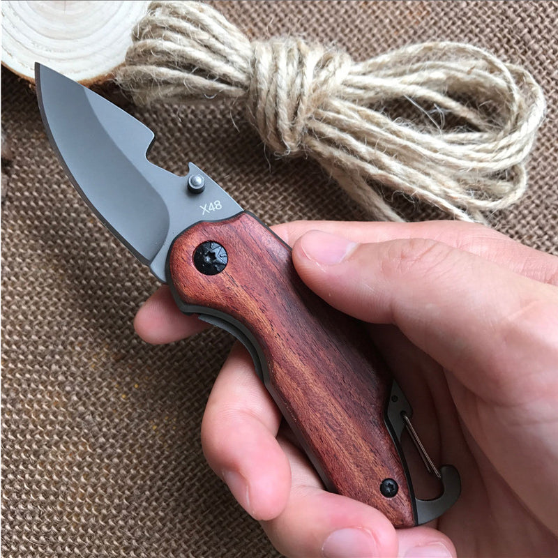 5CR13MOV Blade Survival Knife Folding Knife Wood Handle Pocket Hunting Tactical Knives Camping Outdoor EDC Tools