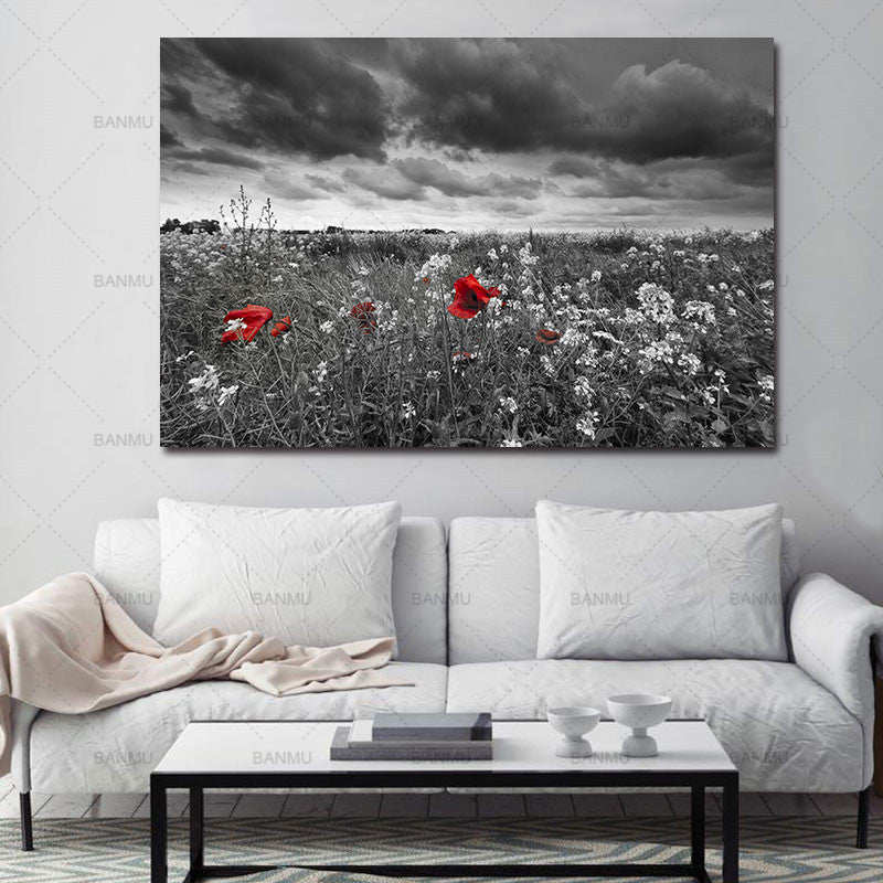 Wall Picture Canvas painting poster Wall art print on landscape flower canvas painting tree home decor for Living Room no frame