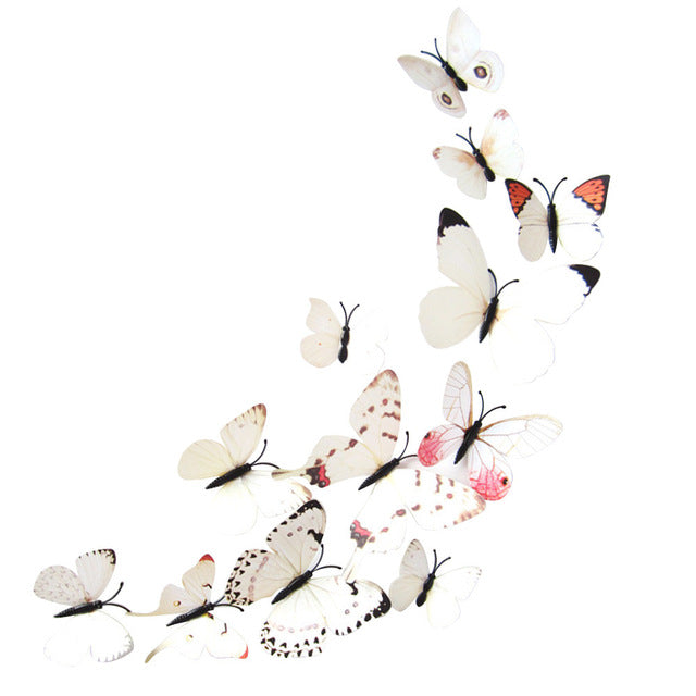 12 Piece: Decorative 3D Butterfly Wall Sticker