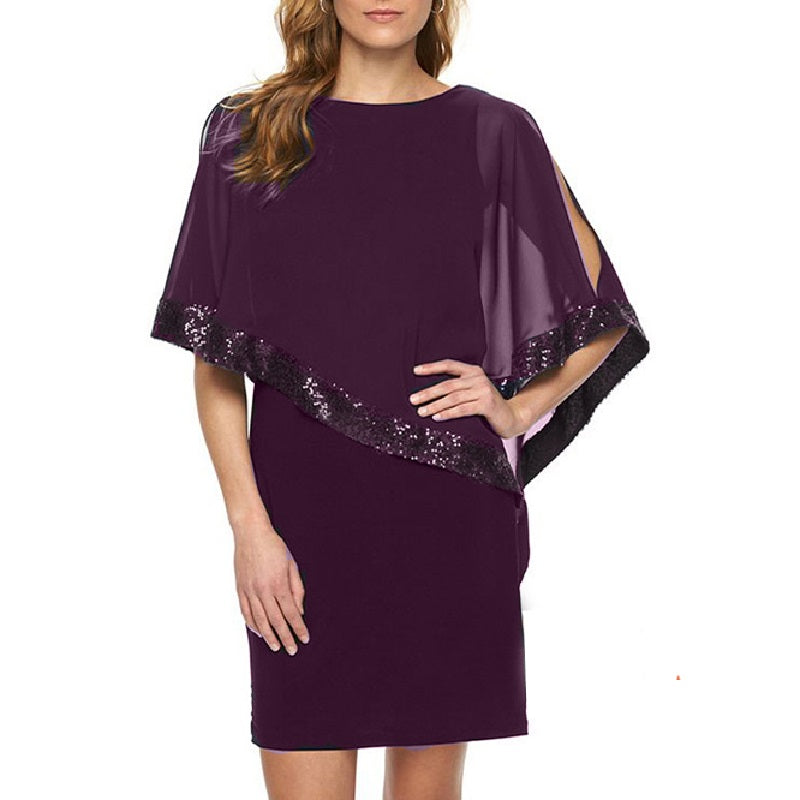 New Women's Vestidos Batwing Sleeve Summer Dress Fashion Elegant Office   Party Sequins S ching Slim Dresses Plus Size 3XL