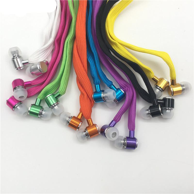 Metal Super Bass Handsfree Shoelace Headphones with Mic