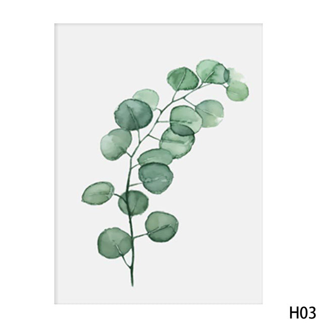 Watercolor Tropical Plant Leaves Canvas Poster Painting