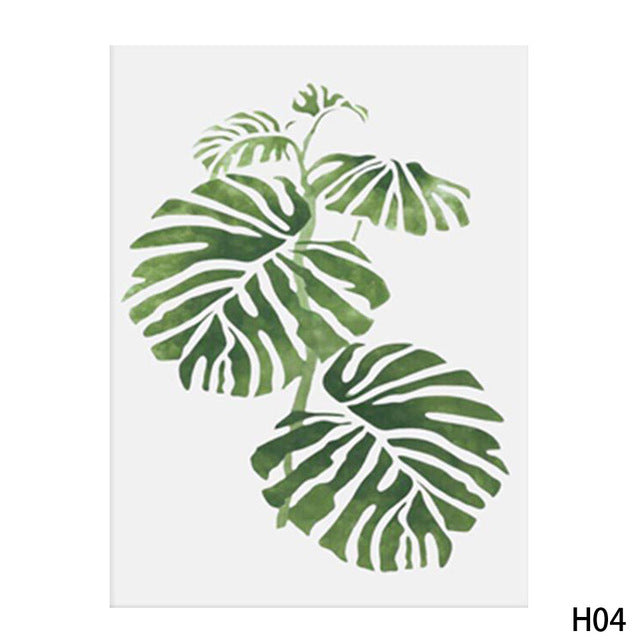 Watercolor Tropical Plant Leaves Canvas Poster Painting