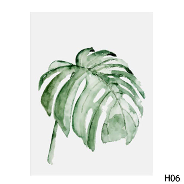 Watercolor Tropical Plant Leaves Canvas Poster Painting