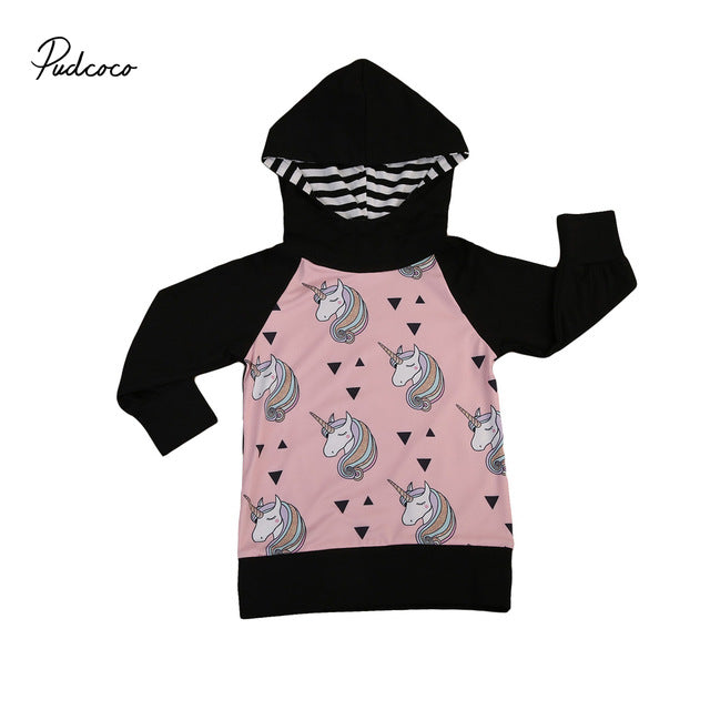 Pudcoco Winter Unicorn Sweatshirt Kids Hoodies Outerwear Clothes For Children Infant Warm Girl Hoodies Sweatshirts Clothing 1-5T
