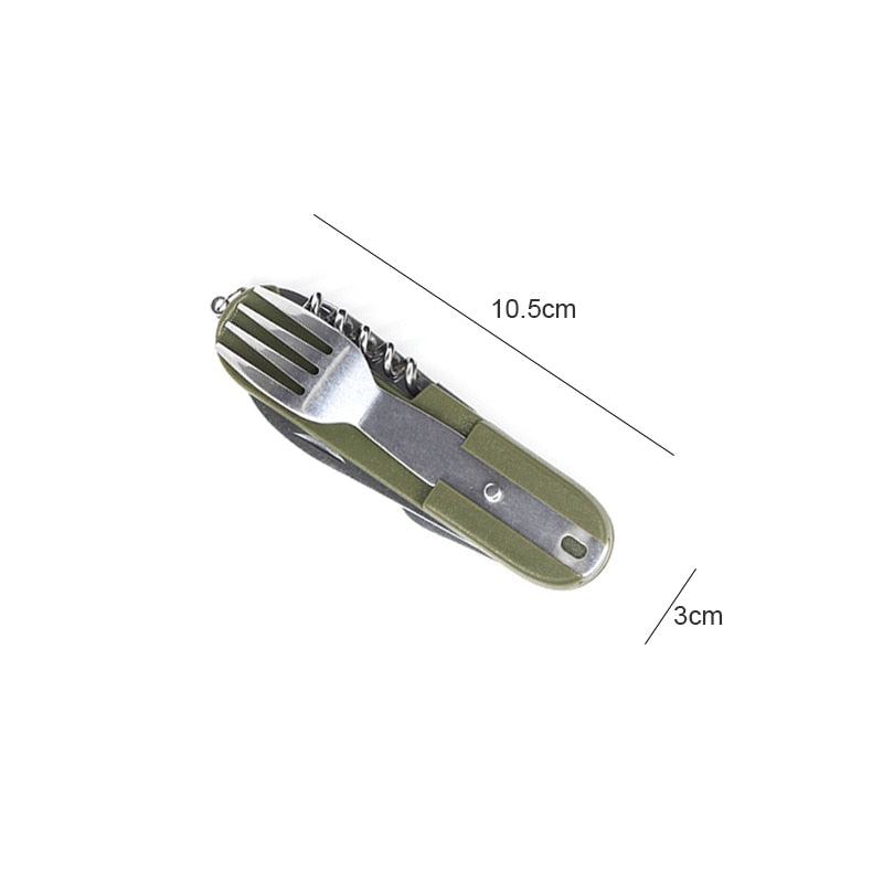 Army Green Folding Portable Stainless Steel Camping Tool