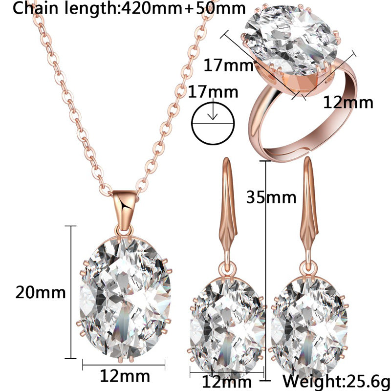 Top Quality Luxury Rose Gold Engagement Jewelry Sets Cubic Zircon for Women Bridal Wedding Earrings Sets with rings