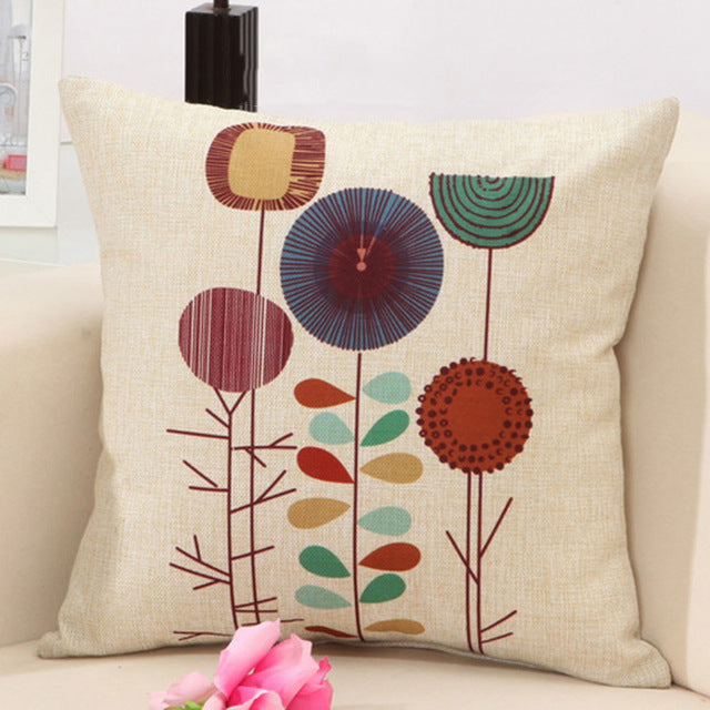 GIANTEX Plant Pattern Linen Cushion Cover Decorative Pillowcase Home Decor Sofa Throw Pillow Cover 45x45cm U1335