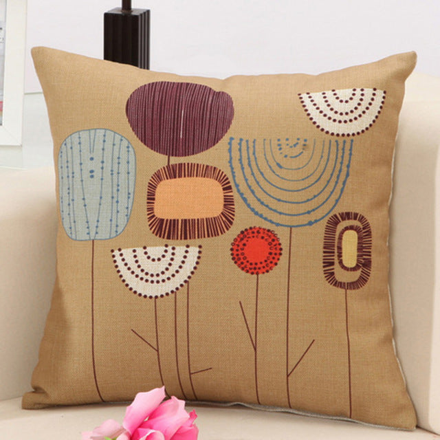 GIANTEX Plant Pattern Linen Cushion Cover Decorative Pillowcase Home Decor Sofa Throw Pillow Cover 45x45cm U1335