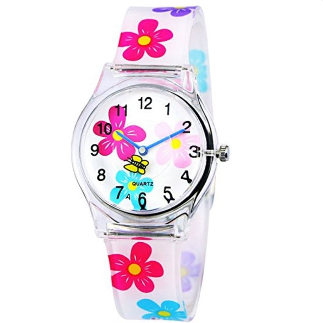 WILLIS Brand Leisure Women Waterproof Watch Flowers Pattern Students Kid Women Quartz Wrist Waterproof girl Silicone clock Watch