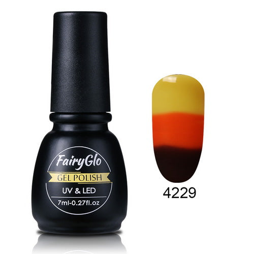 FairyGlo 7ML Thermal Color Changing UV Gel Nail Polish Paint Gellak Lucky Lacquer Soak Off Semi Permanent Stamping Gel Polish