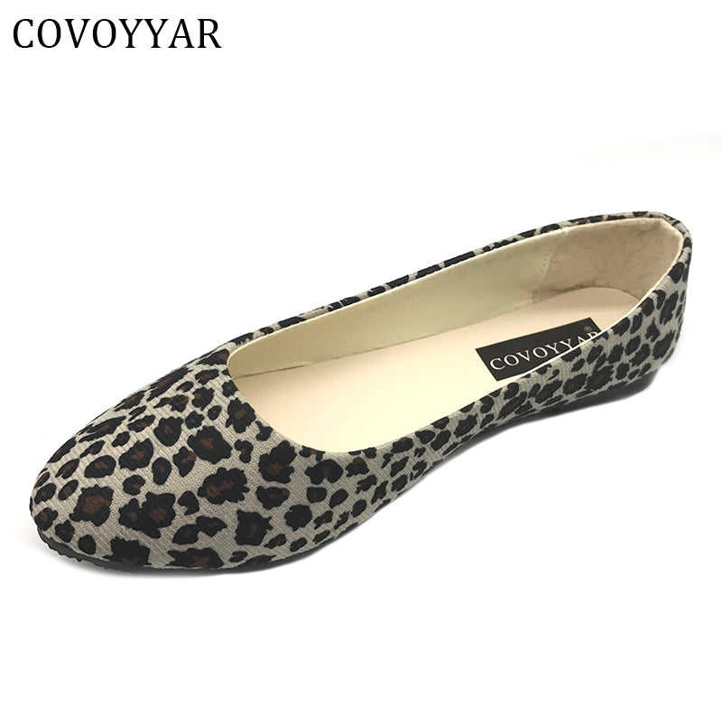 leopard print flat pointed shoes