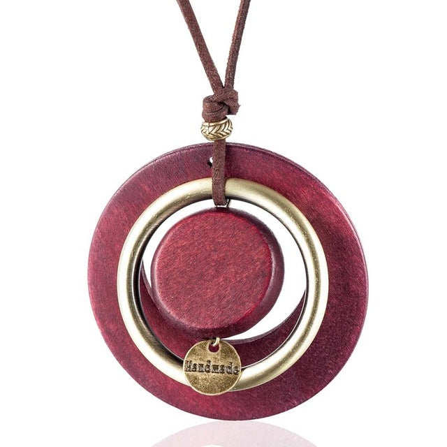 vintage woman choker necklace Fashion Jewelry Wooden pendant 