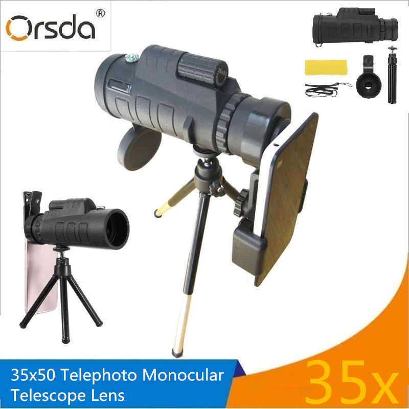 Orsda 35x50 HD Telescope Mobile Phone Zoom Camera Lens Optical Telescopes Telescopio Monocular Telephoto Lenses for Smartphone