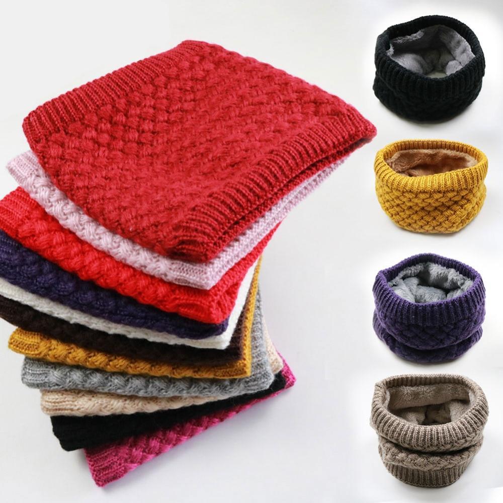 Thick Fleece Lined Elastic Knit Scarf
