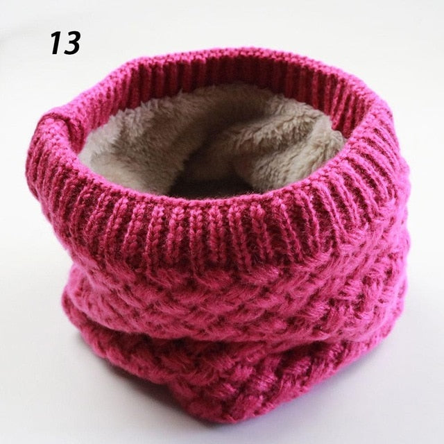 Thick Fleece Lined Elastic Knit Scarf