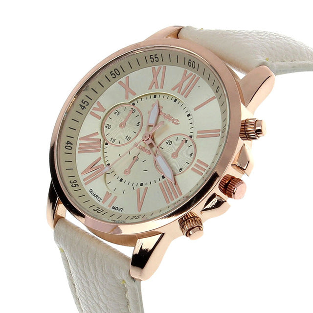 Women's Luxurious Faux Leather Fashion Quartz Wristwatch