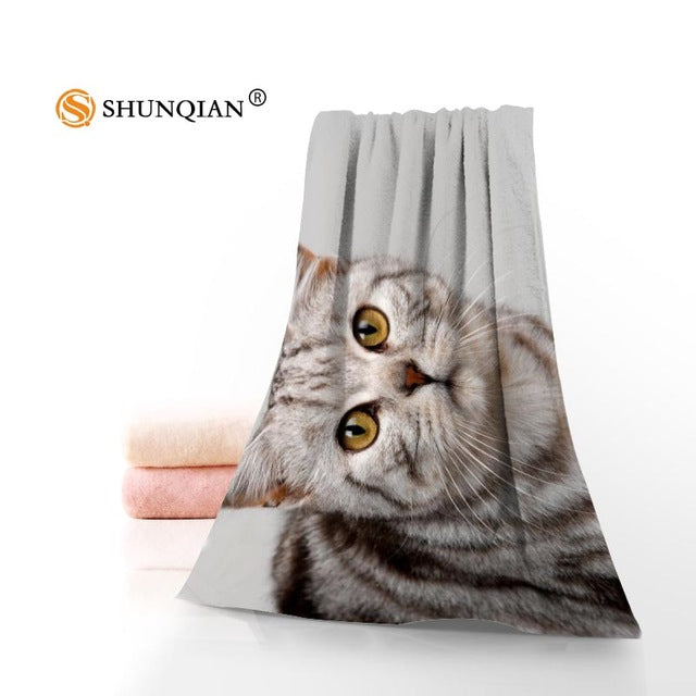 Animal cat Towels Custom your Printed Microfiber Towel Sport Travel Drying Bath Towels 70x140cm  35x75cm