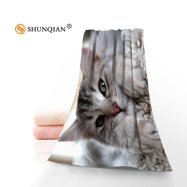 Animal cat Towels Custom your Printed Microfiber Towel Sport Travel Drying Bath Towels 70x140cm  35x75cm