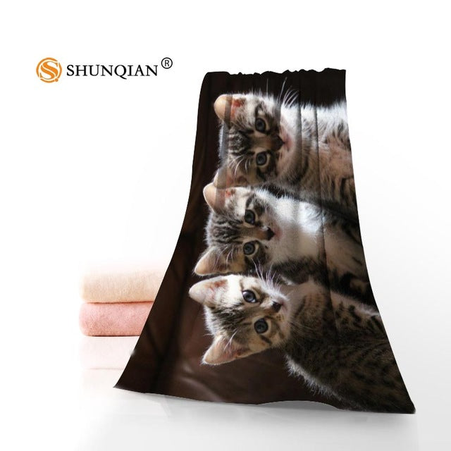 Animal cat Towels Custom your Printed Microfiber Towel Sport Travel Drying Bath Towels 70x140cm  35x75cm