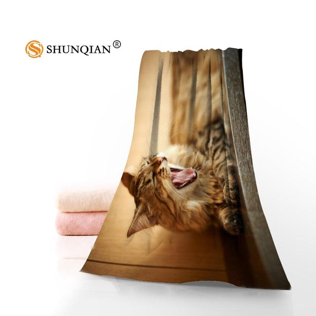 Animal cat Towels Custom your Printed Microfiber Towel Sport Travel Drying Bath Towels 70x140cm  35x75cm
