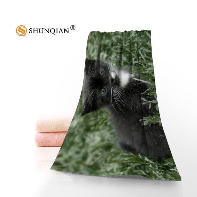 Animal cat Towels Custom your Printed Microfiber Towel Sport Travel Drying Bath Towels 70x140cm  35x75cm