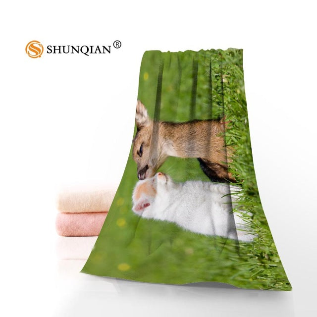 Animal cat Towels Custom your Printed Microfiber Towel Sport Travel Drying Bath Towels 70x140cm  35x75cm