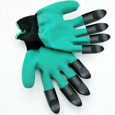 New Rubber+Polyester Gardening Gloves 4 ABS 2 Plastic Claws Safety Work Gloves Builders Grip Gardening Dig Planting Gloves