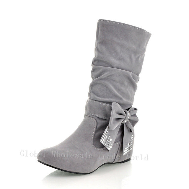 TEXU Half Knee women Boots autumn Faux Suede   Fashion Boots High increasing Woman Shoes