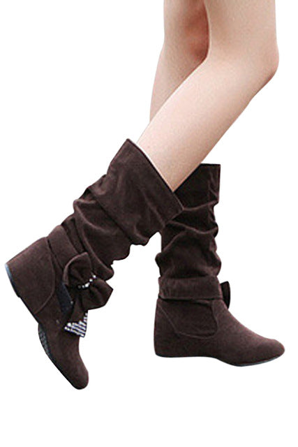 TEXU Half Knee women Boots autumn Faux Suede   Fashion Boots High increasing Woman Shoes