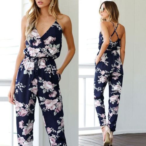 Women's Sleeveless Casual Floral Romper