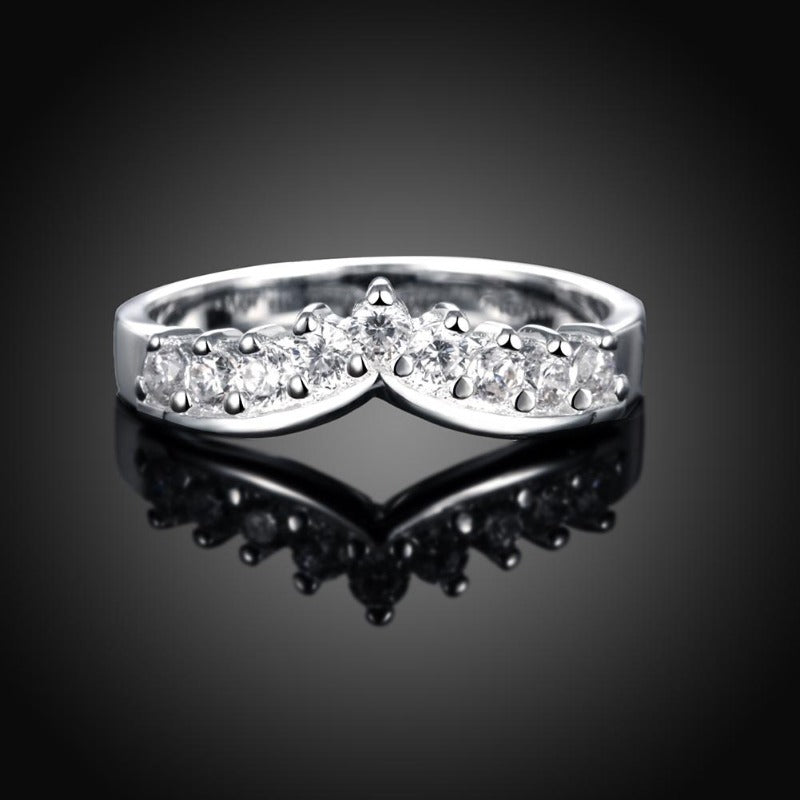 925 Sterling Silver CZ Crystal Woman Finger Rings For Wedding Engagement Charming Wreath Crown Jewelry