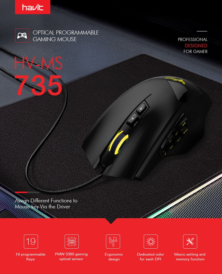 HAVIT Gaming Mouse Wired Optical Mouse