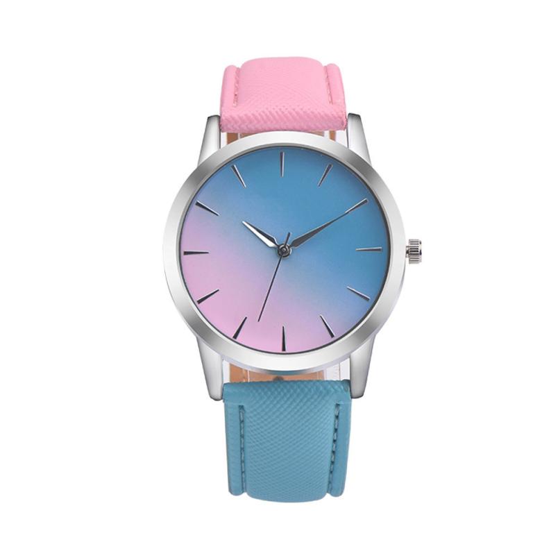 Bright Color PU Leather Clock Fashion Women Watches