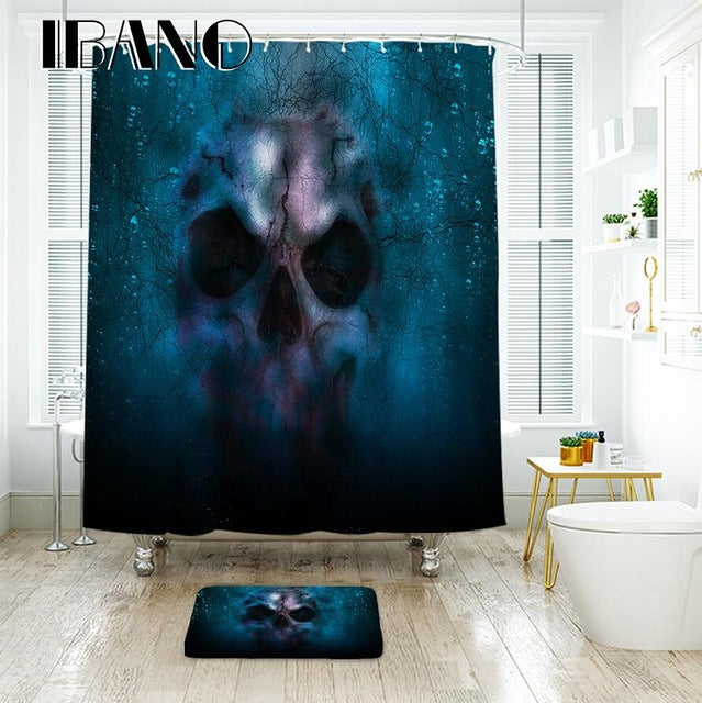 Cartoon Colored Skull Design Custom Shower Curtain Bathroom Waterproof Mildewproof Polyester Fabric With 12 Hooks Multi-Size