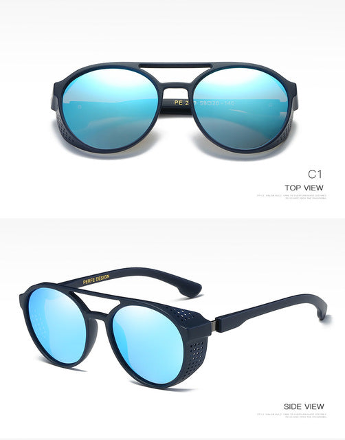 PERFE Fashion Brand Designer Vintage Personality HD Round Sun Glasses Hollow Steampunk Polarized Sunglasses For Men UV400-Proof