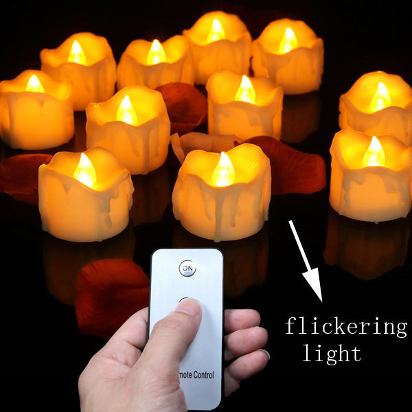 Pack of 6 Remote Warm White Flickering Battery Operated Tealights Candles,Electronic Flameless Led Candle Light For Wedding