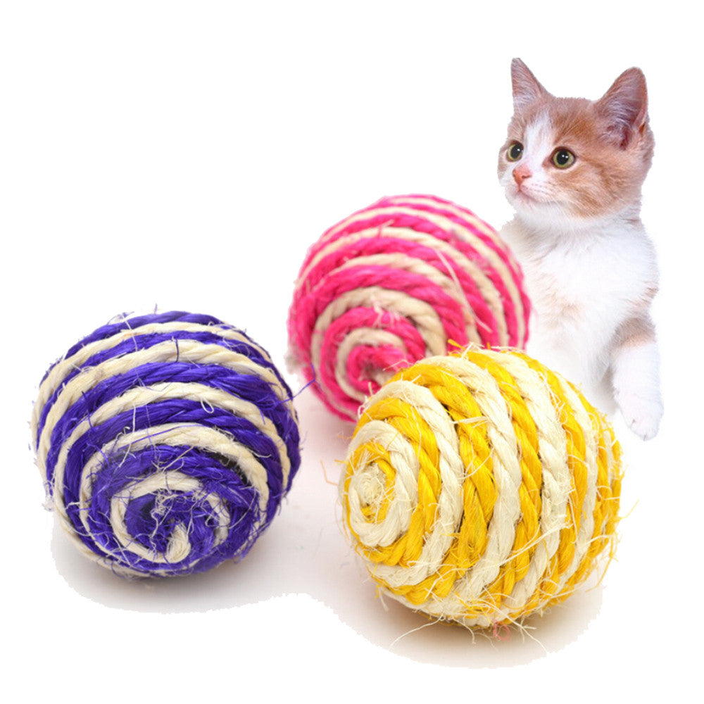 Cat Pet Catch Chewing Toy Sisal Rope Weave Ball Teaser Play Rattle Scratch Pet Toy Product Cat Supplies Training Behaviour F926