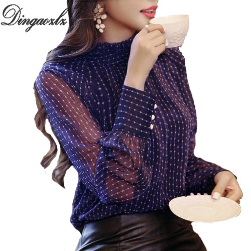 Dingaozlz Elegant Chiffon blouse Spring Women Tops blusa all-match Casual Office lady shirt korean fashion clothing