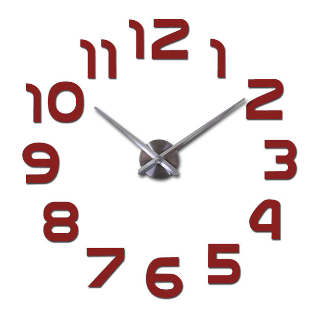 new real mute wall clock watch living room needle quartz home decoration clocks acrylic mirror sticker diy