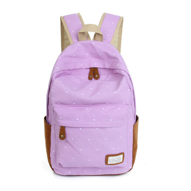 Fashion Candy Color Canvas Casual School Backpacks
