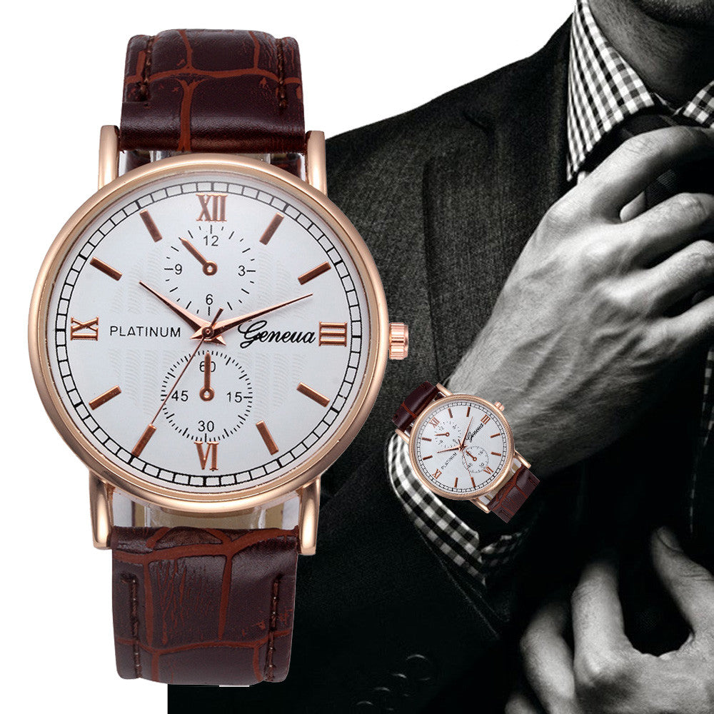 Business Watches Mens Retro Design Leather Band Analog Quartz Wrist Watch Classics Brand Luxury Sport Digital