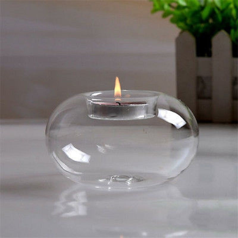 Romantic Portable Round Hollow Classic Crystal Glass Candle Holder