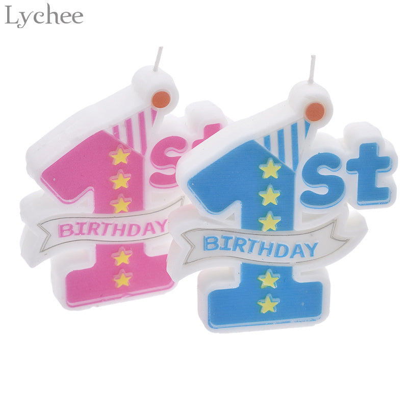 Lychee Baby 1st Birthday Candles Cake Toppers Kids Baby Shower Party Supplies Happy Birthday Party Decoration