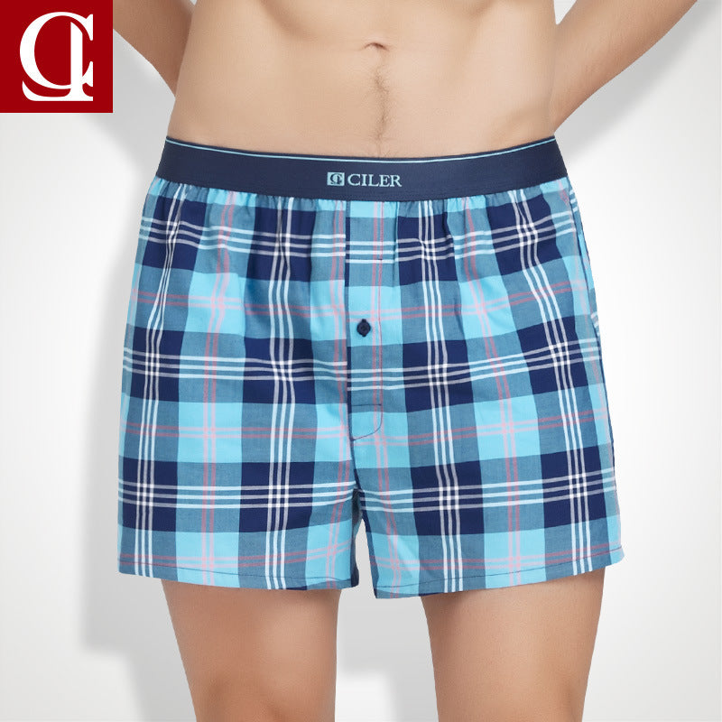 CILER Mens Underwear Cotton Underpants Button Design Boxer Shorts Male Panties   Plaid Arrow pant cueca mascuwlina 4XL