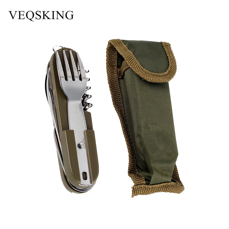 Army Green Folding Portable Stainless Steel Camping Tool