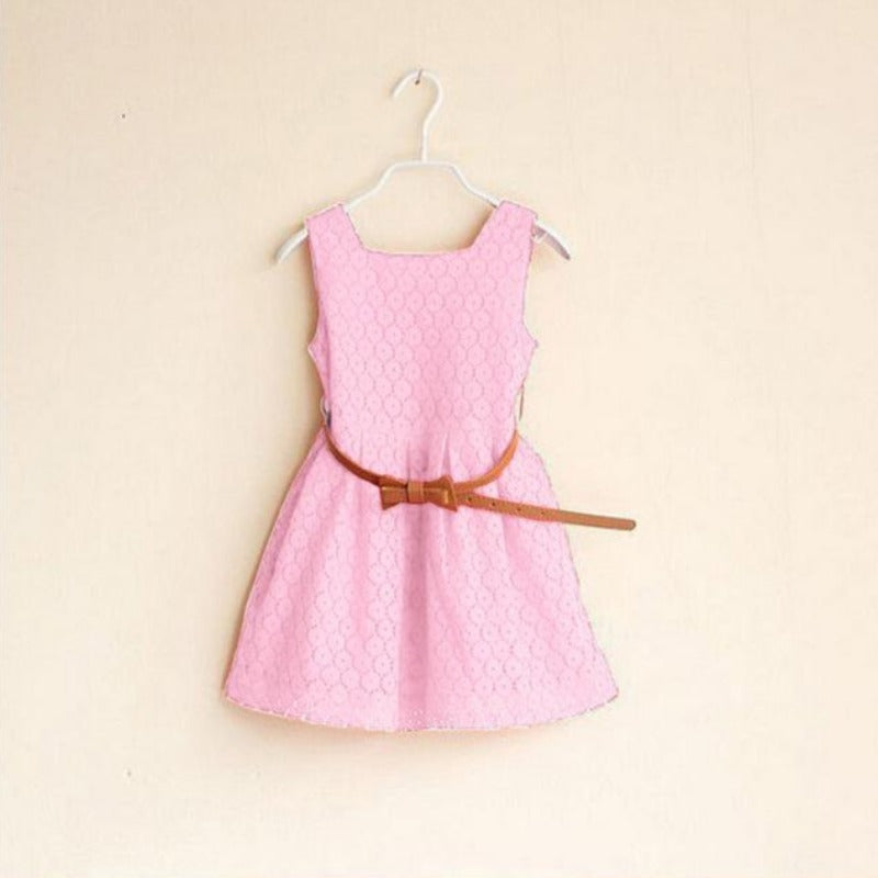 Summer Lace Vest Girls Dress Baby Girl Princess Dress 2-8 Years Children Clothes Kids Party Clothing For Girls Free Belt