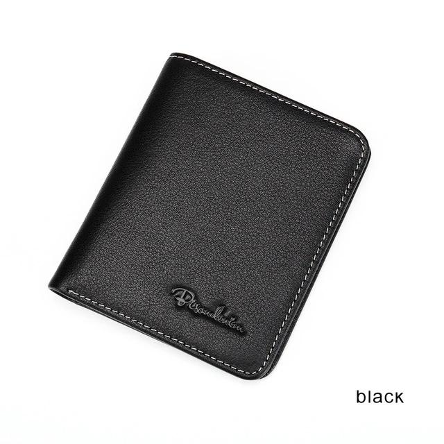 BISON DENIM Men Wallets Black Genuine Leather Purse For Men Business Card Holder Men's Wallet Mini N4429