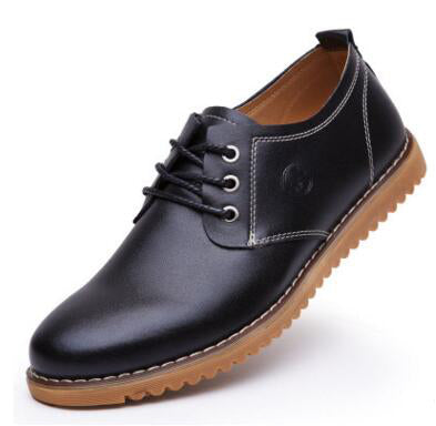 YWEEN Spring Autumn Men's Leather Shoes Lace-up Style Pure Color Flats Dress Shoes Large Size